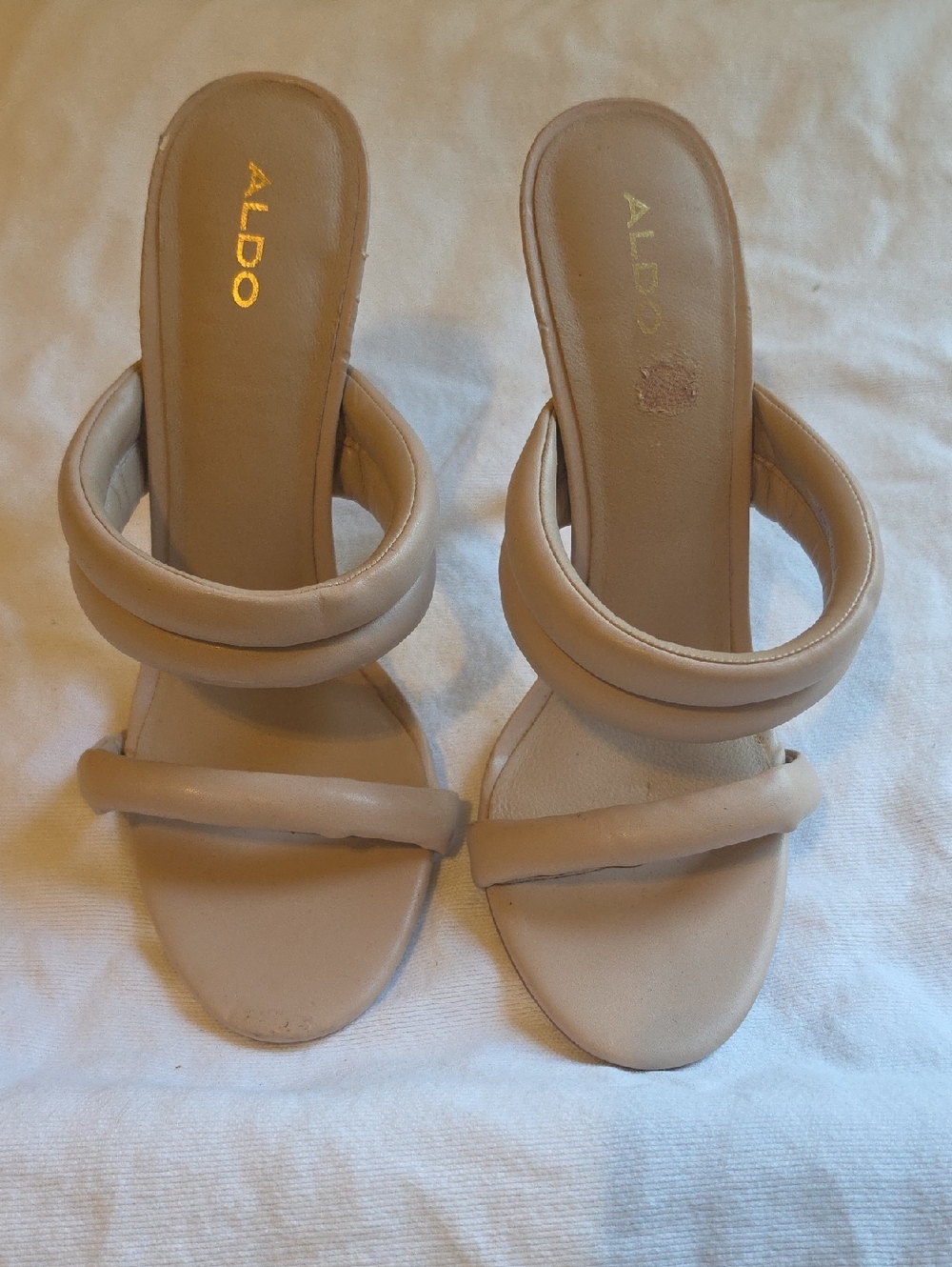 Aldo Nude Padded Double-Strap Slide Heels